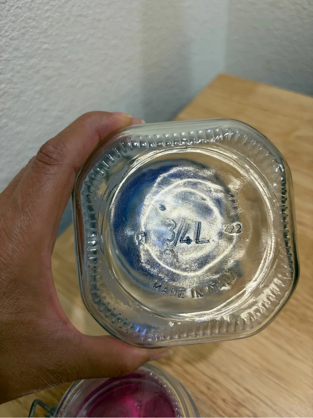 Bormioli Rocco Fido Italy Clear Glass Airtight Storage Jar Cobalt Blue 3/4L Pink